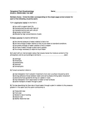 Fillable Online Uwyo 1 Rangeland Plant Ecophysiology Uwyo Fax