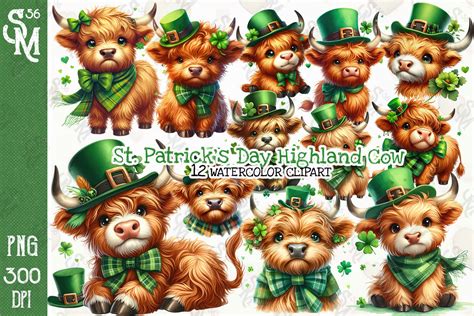 St Patrick S Day Highland Cow Clipart Graphic By StevenMunoz56