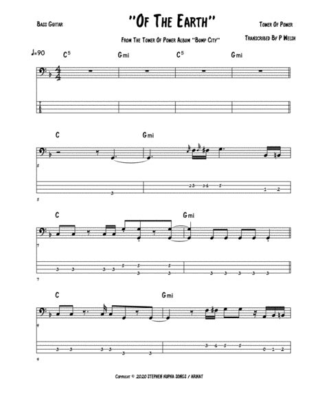 Of The Earth Arr Accubass By Tower Of Power Sheet Music For Bass