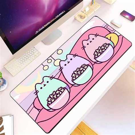 Cartoon Pusheen Cats Mousepad Hd Printing Computer Gamers Locking Edge