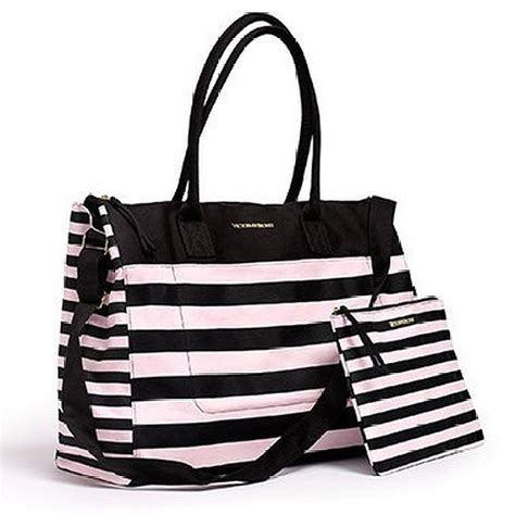 Victoria S Secret Weekend Travel Tote Bag Cosmetics Bag Pink Stripe