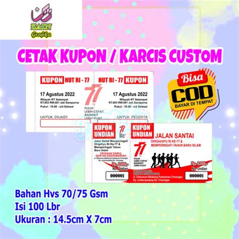 Jual Cetak Kupon Custom Jalan Santai Cetak Karcis Parkir Cetak