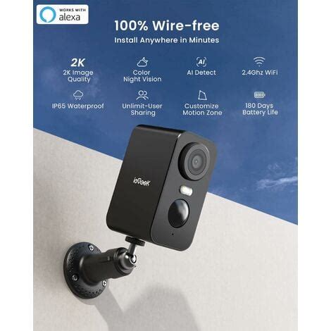 Iegeek K Cam Ra Surveillance Wifi Exterieure Sans Fil Batterie Vision