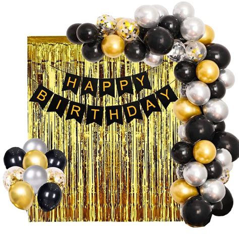 Party Propz Black And Gold Birthday Decorations Pcs Black And Gold