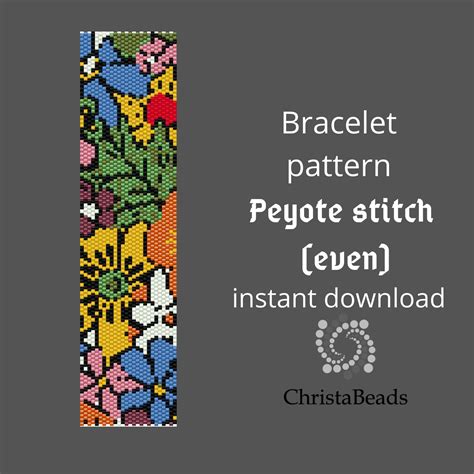 Peyote Seed Beads Bracelet Pattern Pdf Flowers15 Etsy