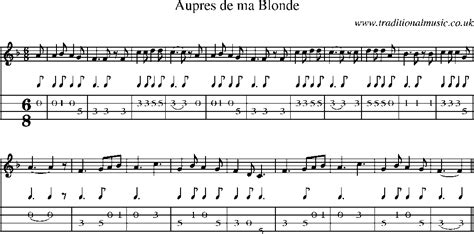 Mandolin Tab And Sheet Music For Song Aupres De Ma Blonde