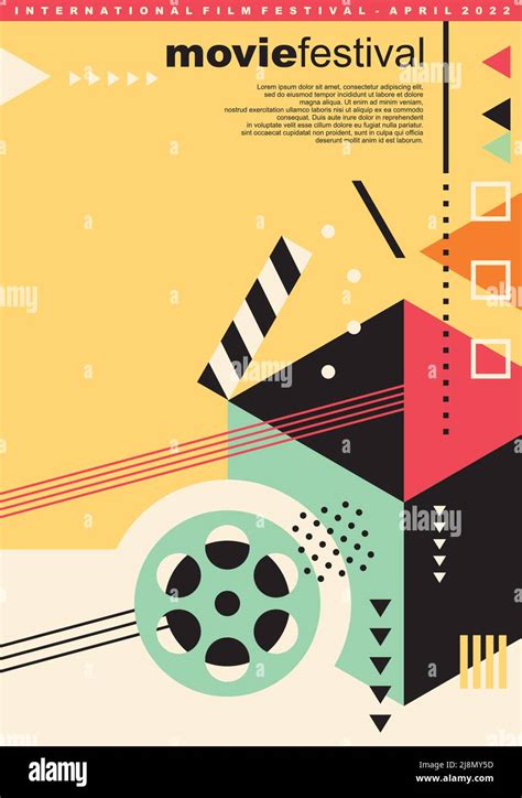 Abstract Memphis Style Graphic Design Concept For Movie Festival Poster