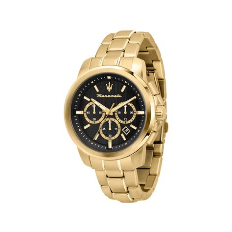 Montre MASERATI homme bracelet acier inoxydable doré jaune MATY