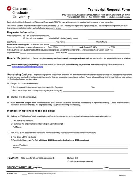 Cgu Transcript Fill Out Sign Online DocHub