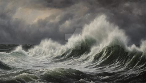 Painting Of A Raging Sea And Dark Clouds By Daveyai On Deviantart