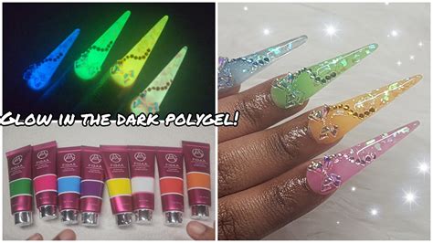 TRYING A 19 GLOW IN THE DARK POLYGEL SET COLORFUL GLITTER POLYGEL