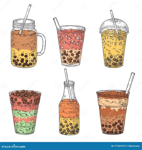 Bubble Tea Taiwan Dessert Cup Fruit Milk Smoothie Or Mocha Drinks