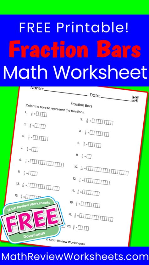 Fraction Bars Worksheet Math Review Worksheets