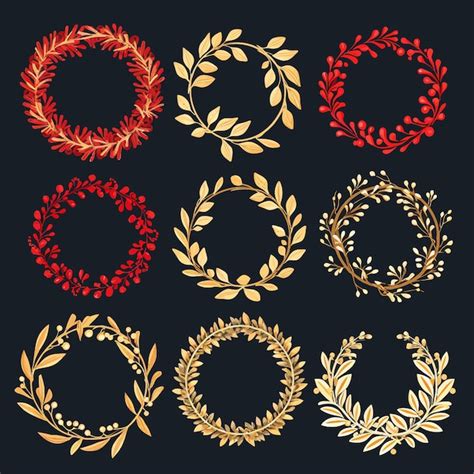 Premium Vector Christmas Wreath Round Frames Set Doodlesvector