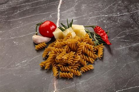 Premium Photo Raw Whole Grain Pasta Fusilli