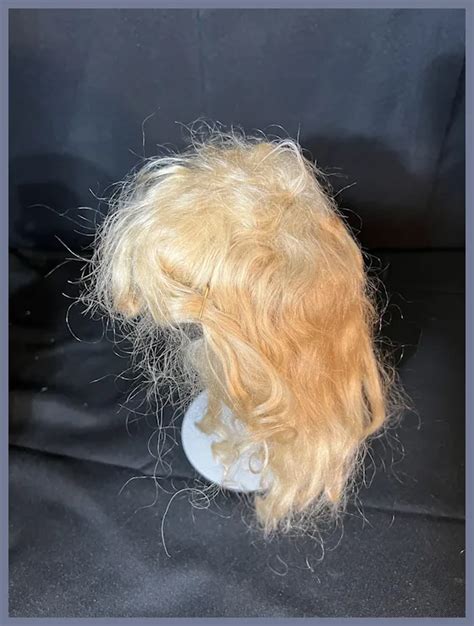 Old Long Blonde Mohair Wig W Bangs Long Curls W Barrettes Ruby Lane