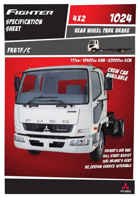 Fuso Fighter Truck Specification Sheet at Hallam Truck Centre