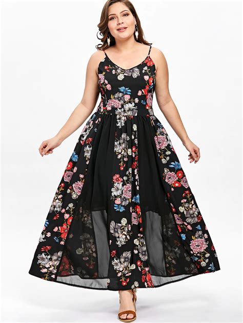 Wipalo Women 2019 Summer Plus Size Floral Flowy Bohemian Beach Dress