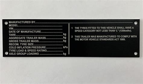 Australian Vin Plates For Trailers Box Trailer Compliance Plates