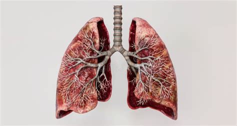 Realistic Illustration Of Human Lungs With Trachea And Bronchial Tree