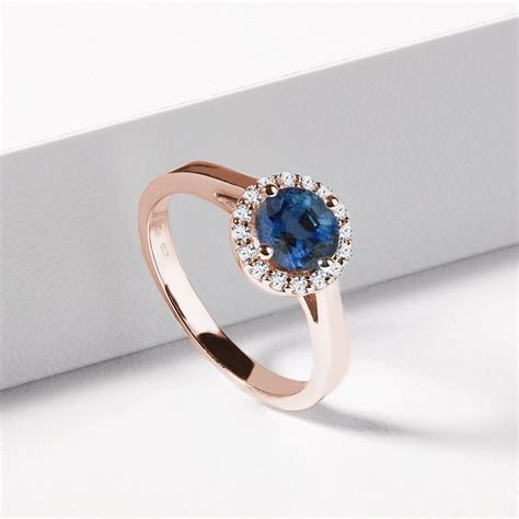 Sapphire and diamond ring in rose gold | KLENOTA