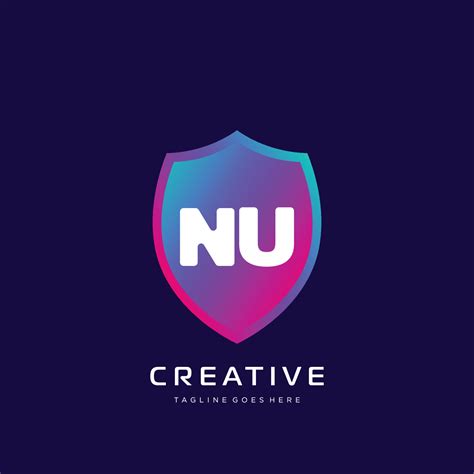 Nu Initial Logo With Colorful Template Vector Vector Art At