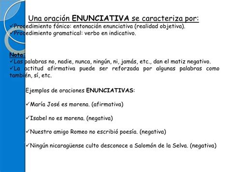 Ejemplos De Oraciones Enunciativas Afirmativas Y Negativas Opciones De Ejemplo