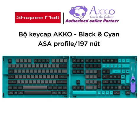 Keycap Akko Black Cyan Pbt Double Shot Asa Profile Buttons