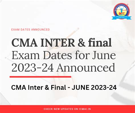 Cma Inter Final Exam Dates Announced For June Bcc Gurgaon