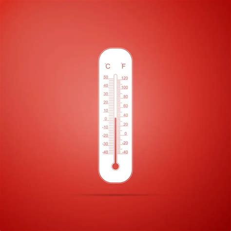 Celsius And Fahrenheit Meteorology Thermometers Measuring Heat And Cold Flat Icon On Red