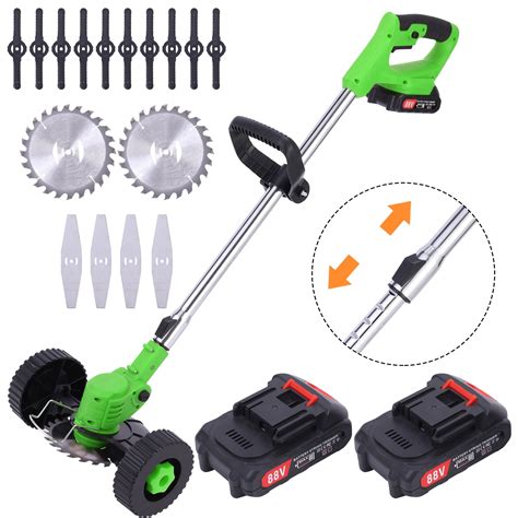 Electric Weed Wacker Cordless Weed Eater Battery Powered 1200mah Brush Cutter Push Lawn Mower