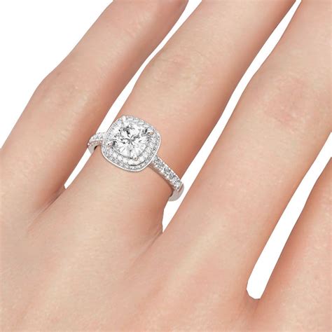 Jeulia Double Halo Cushion Cut Sterling Silver Ring Jeulia Jewelry