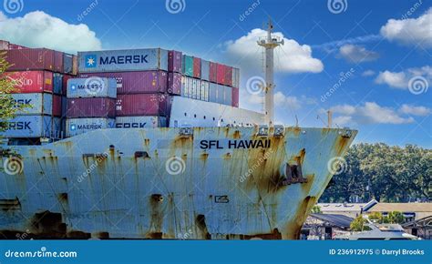 Bow Of Sfl Hawaii Freighter Editorial Image Image Of Industrial Boat