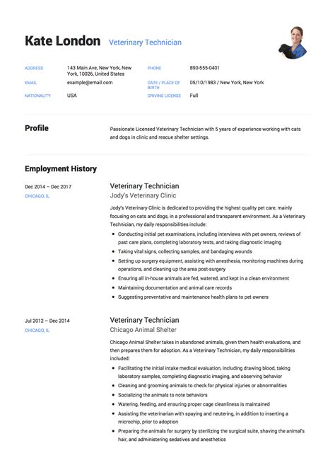 Guide Veterinary Technician Resume Samples Pdf