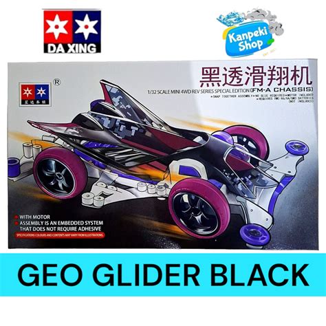 Rep Tamiya Mini 4wd Geo Glider Black Special FMA Chassis Merek Daxing