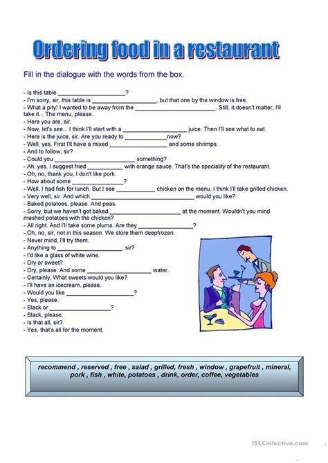 ORDERING FOOD English ESL Worksheets For Distance Learning And