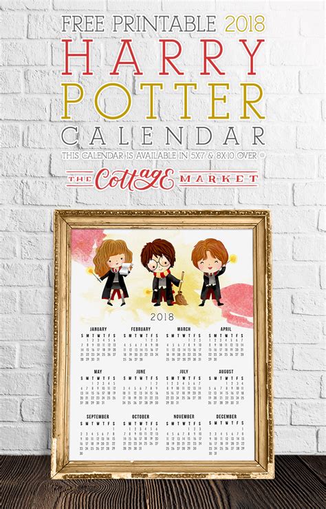 Free Harry Potter Printable Calendar The Cottage Market