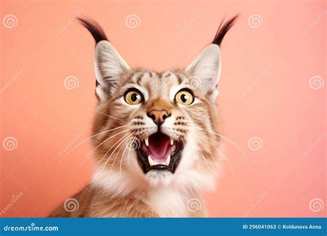 Studio Portrait Of Shocked Lynx With Surprised Eyes Concept Of Fear