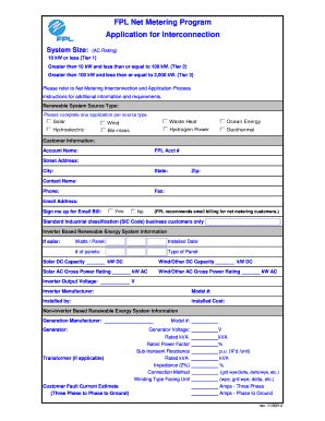 Fillable Online Fpl Net Metering Program Application For