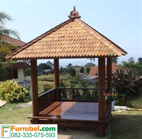 Jual Gazebo Glugu Kayu Kelapa Asli Minimalis Modern