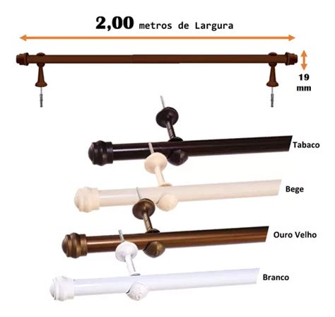 Var O Bast O Metros Para Cortina Simples Mm Varias Cores Mercadolivre