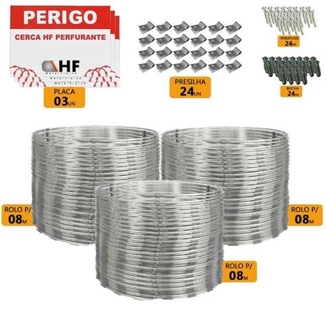 Cerca Concertina Dupla Galvanizada Cm Caixa Para Metros Kit De