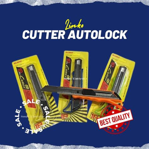 jual cutter besar pisau cuter auto lock karter stainless tebal grip