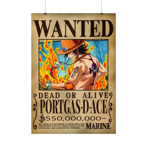 Portgas D Ace Bounty One Piece Bounty Posters Room Art Wall Art Etsy