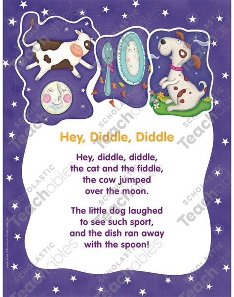 Hey Diddle Diddle Classic Nursery Rhyme Printable Texts