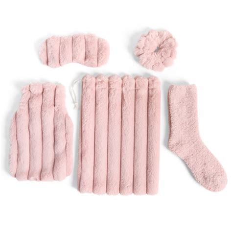OHS Ribbed Hot Water Bottle Gift Set Blush