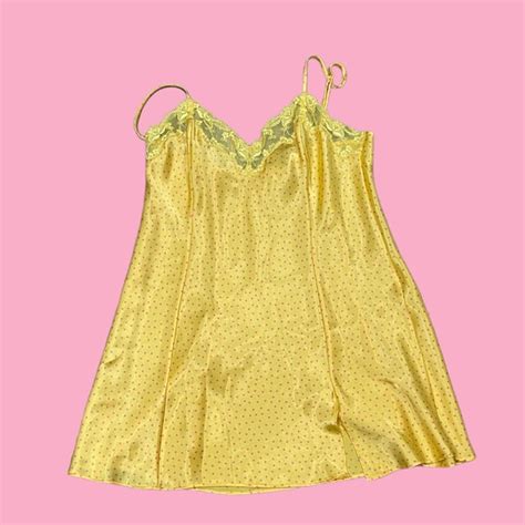 Victoria S Secret Dresses Victorias Secret Yellow Lace Slip Dress Babydoll Lingerie