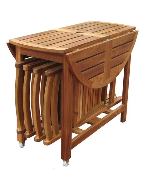 Acacia Folding Table And Chair Set The Sides Of The Acacia Table Fold