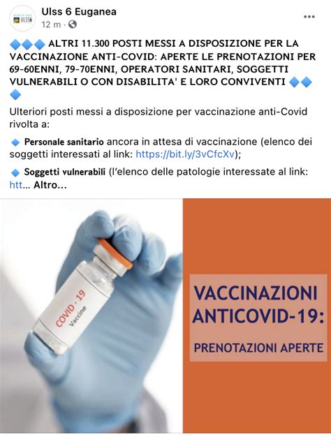 Vaccini Anti Covid L Ulss 6 Euganea Mette A Disposizione Oltre 11mila