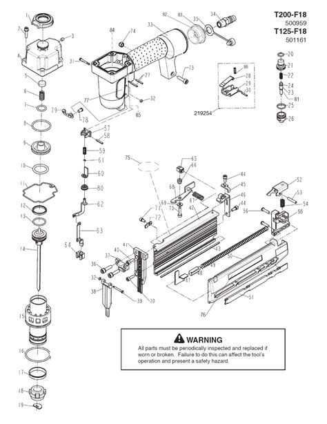 Paslode 501161 T125 F18 Parts List Paslode 501161 T125 F18 Repair Parts Oem Parts With